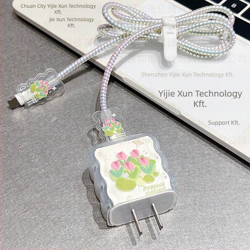 Yijiexun Apple 20W töltő védőburkolat adatkábelt rögzítő klipsz és törés elleni védelem