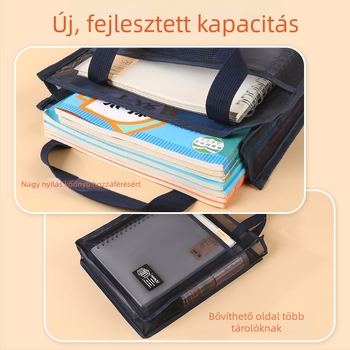 Átlátszó nejlon hálós dokumentumtáska diákoknak, modell HJ-888, márka Korean Set, egy darabos csomagolás