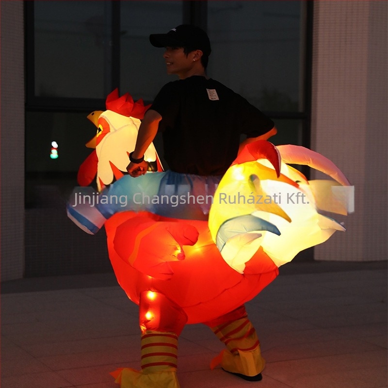Felnőtt felfújható kakas jelmez Halloweenre, realisztikus, aranyos előadás jelmez LED világítással