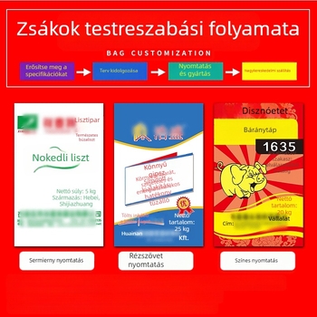 Műanyag szövött zsák laminált nyomtatással, PP anyag, teherbírás 10–100, szemetes zsák