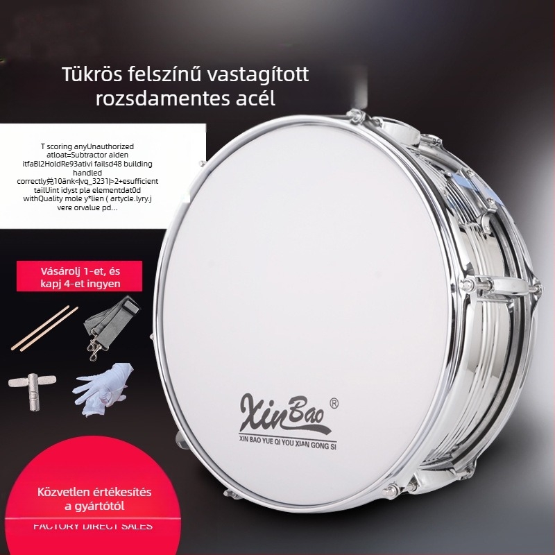 Rozsdamentes acél snare dob New Treasure márciusbanda számára, Zhejiang eredetű