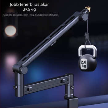 RODD AK-58 asztali mikrofonállvány, állítható kábelkezeléssel, kompatibil telefonhoz és számítógéphez élő közvetítéshez és felvételhez