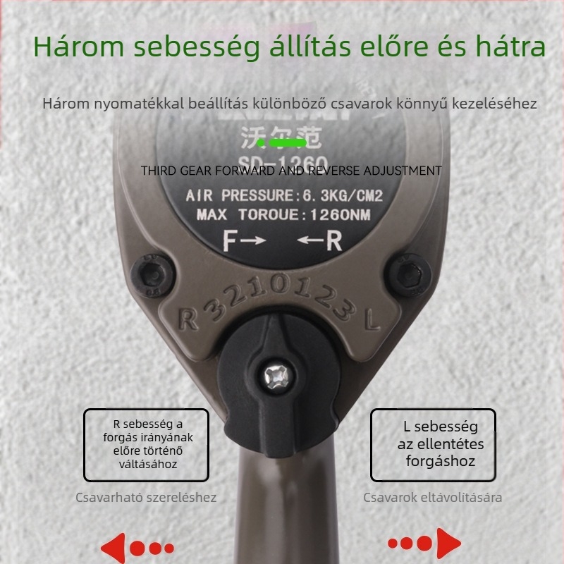 Ipari osztályú 1/2 hüvelykes pneumatikus csavarkulcs készlet, nagy nyomatékkal