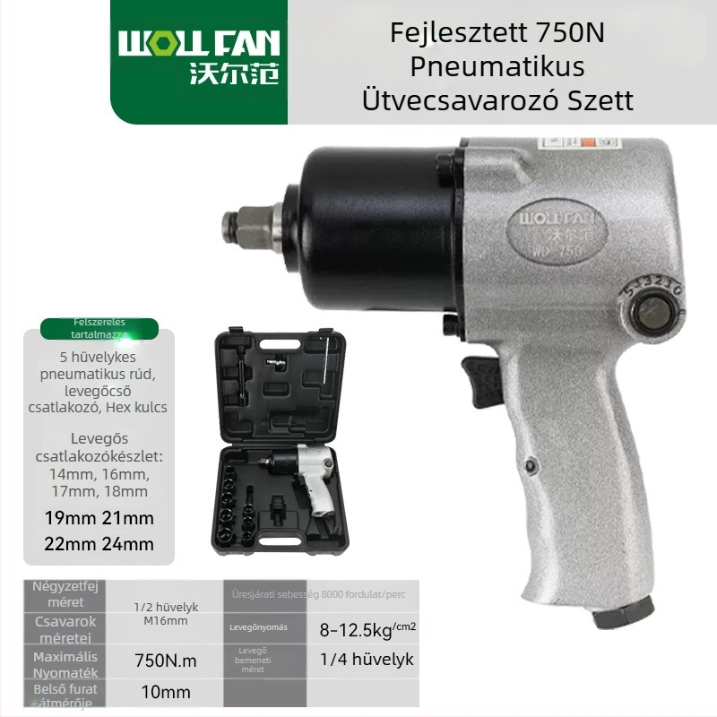 Ipari osztályú 1/2 hüvelykes pneumatikus csavarkulcs készlet, nagy nyomatékkal