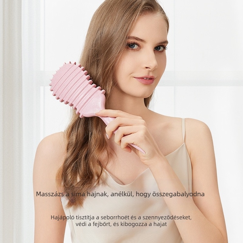 Gitár alakú göndörítő styling fésű léggömb-párnás fejjel, anti‑statikus sörtékkel, búzaszál és nylon sörtékkel a puha, definiált loknikért