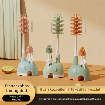 360°-os szilikon cumisüveg-kefe talppal – tisztító eszköz cumisüveghez, mellbimbó- és szívószál tisztítására