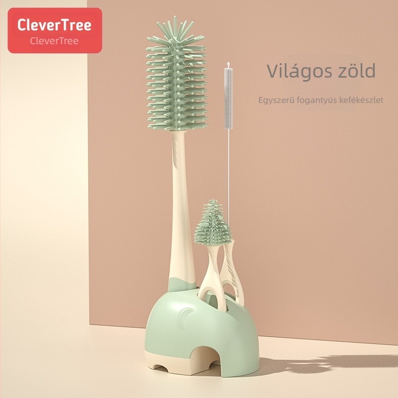 360°-os szilikon cumisüveg-kefe talppal – tisztító eszköz cumisüveghez, mellbimbó- és szívószál tisztítására