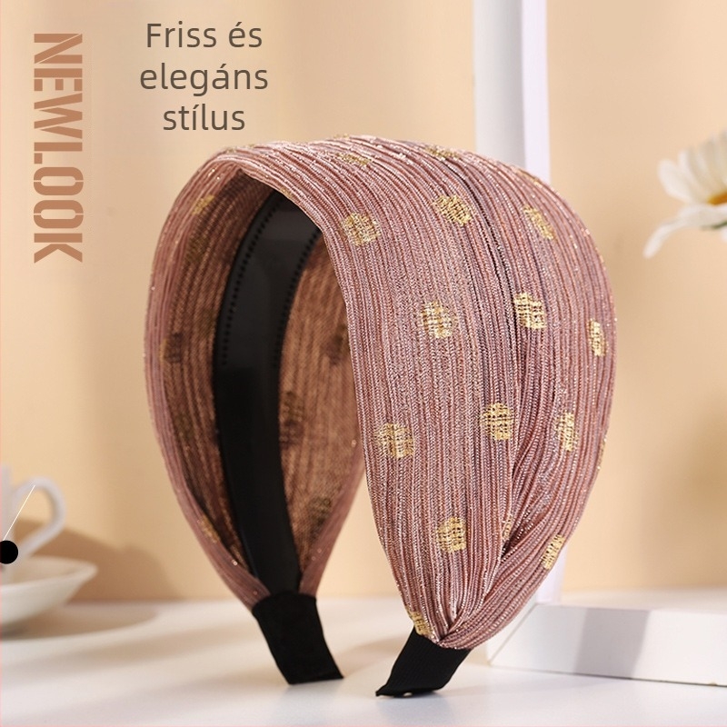 Fejpánt hálós anyagból, retro női stílus, pöttyös minta