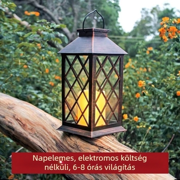 Retro stílusú kültéri napelemes kert lámpa – LED, 0,5W, 1,2V, IP65, 6–12h