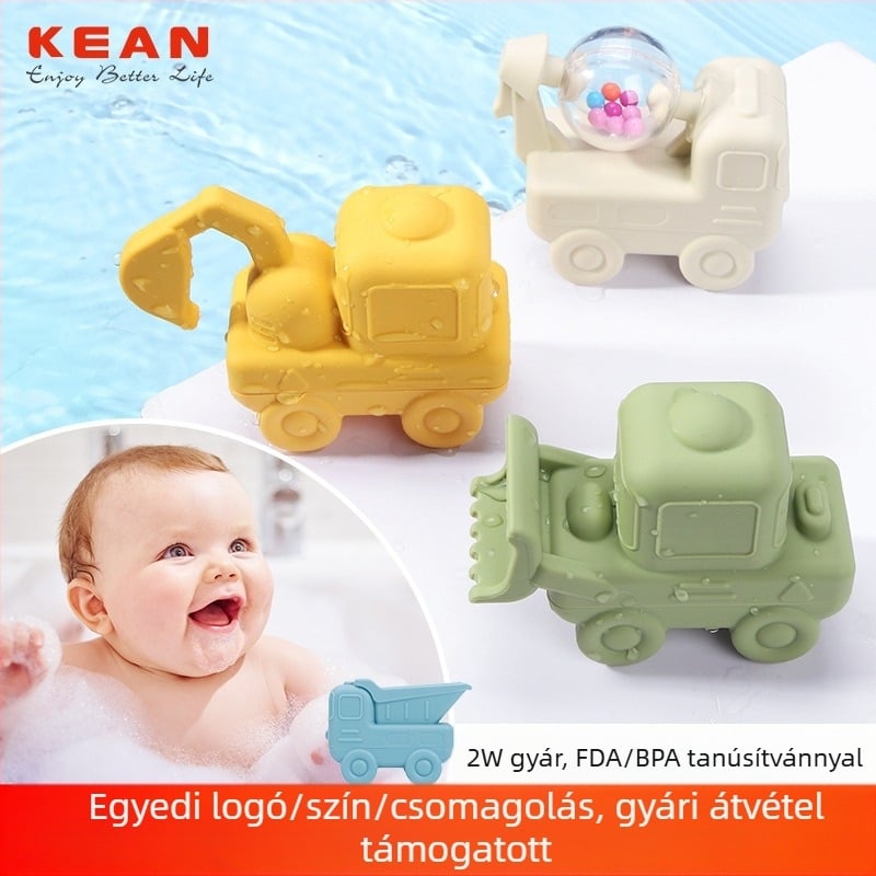 Szilikonos fürdőjáték – mérnöki jármű vízpermettel, úszó autó, interaktív vízijáték 0–2 éveseknek