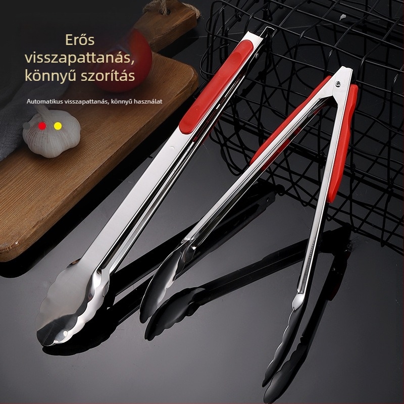Ételcsipeszek - 201 rozsdamentes acél, többfunkciós, csúszásgátló, magas hőmérséklet-álló, korrózióálló