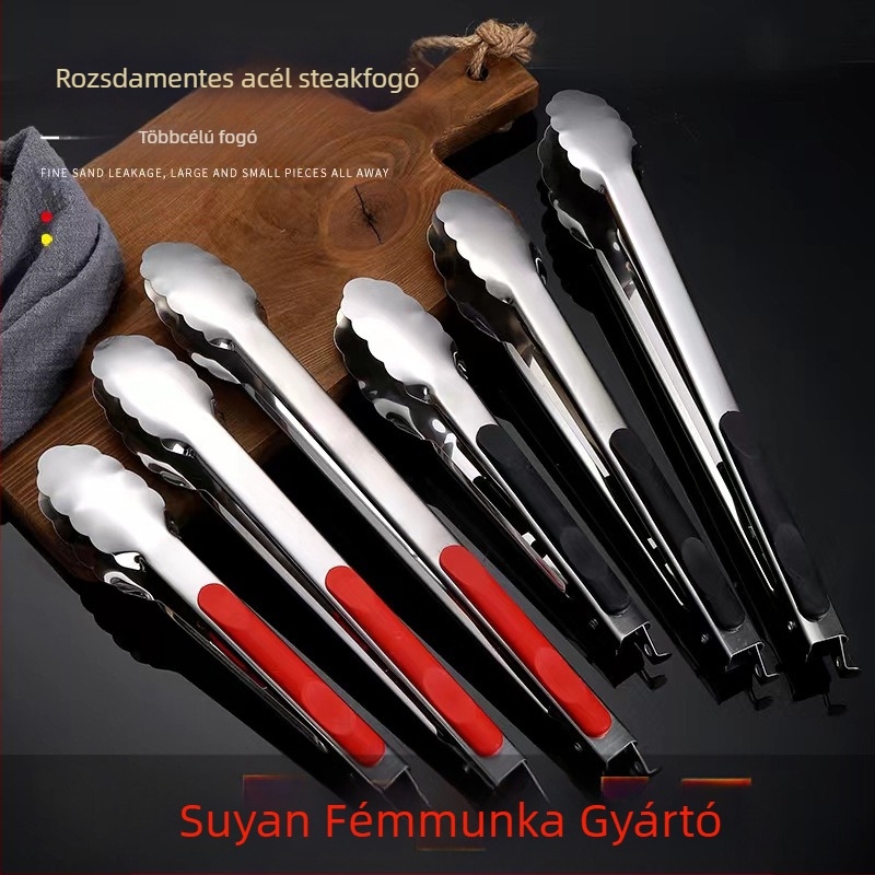 Ételcsipeszek - 201 rozsdamentes acél, többfunkciós, csúszásgátló, magas hőmérséklet-álló, korrózióálló