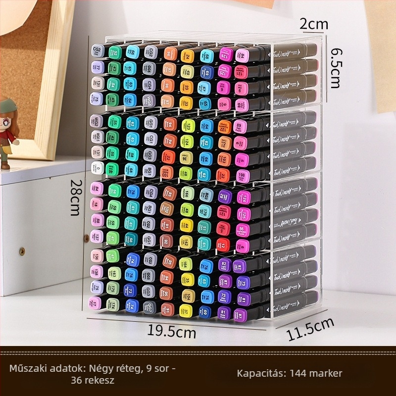 Filctoll tároló állvány az asztalra, átlátszó, nagy kapacitású, több rekesz