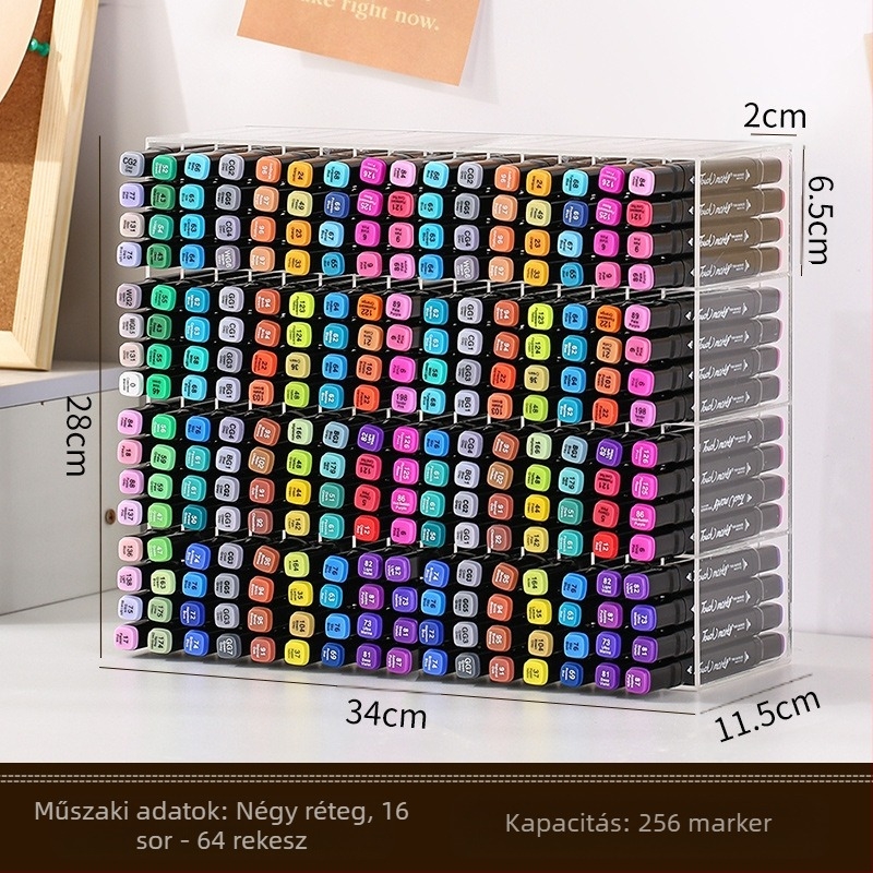 Filctoll tároló állvány az asztalra, átlátszó, nagy kapacitású, több rekesz