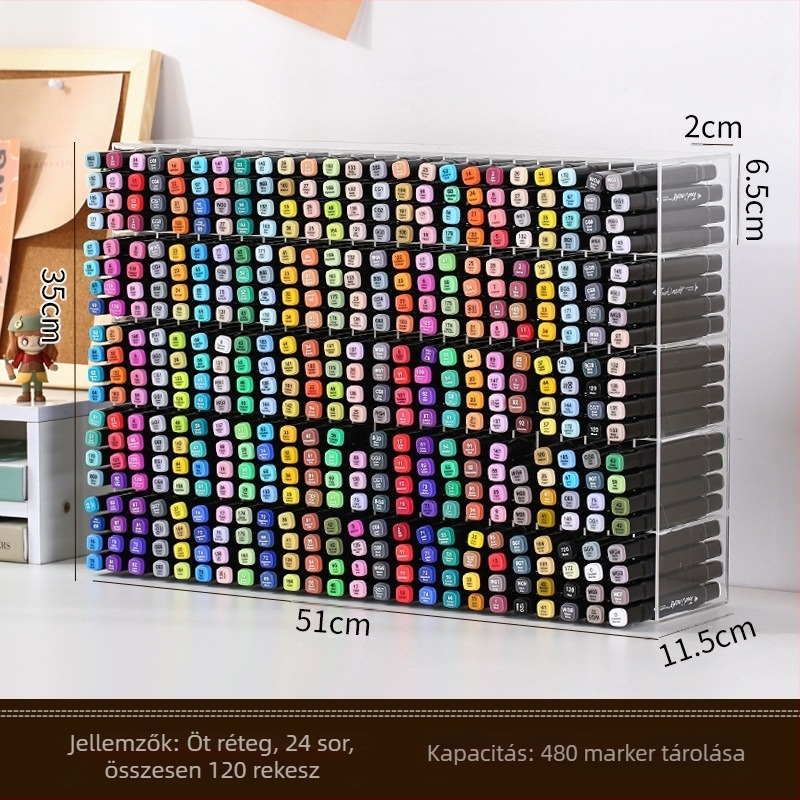 Filctoll tároló állvány az asztalra, átlátszó, nagy kapacitású, több rekesz