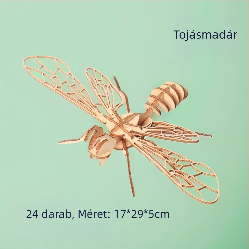 Fából készült 3D puzzle gyerekeknek, rovaros téma — DIY készlet, oktatási játék 4–6 éveseknek, testreszabható