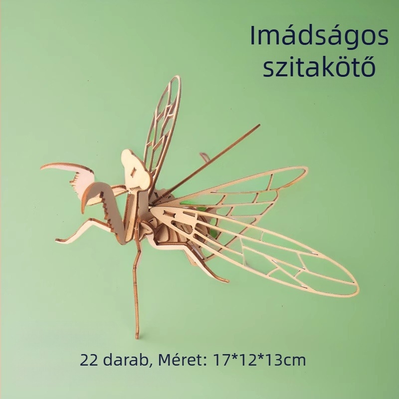 Fából készült 3D puzzle gyerekeknek, rovaros téma — DIY készlet, oktatási játék 4–6 éveseknek, testreszabható