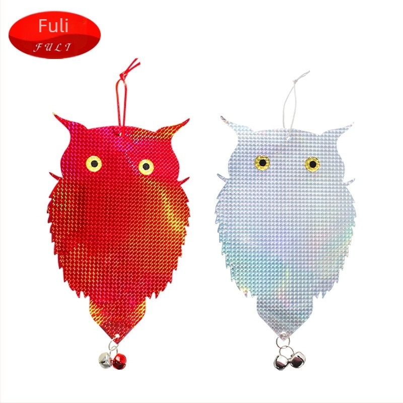 Madárriasztó bagoly kétoldalas lézerreflexióval, modell: kétoldalas lézerbagoly, anyag: PET+lézerfilm, célterület: kertekhez és erkélyekhez