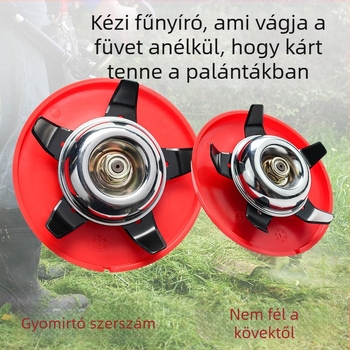 Benzines fűkasza penge kettős funkciójú fejjel és többfunkciós gyomnövény‑lapával a gyephez, rizsföldekhez és gyümölcsösökhöz