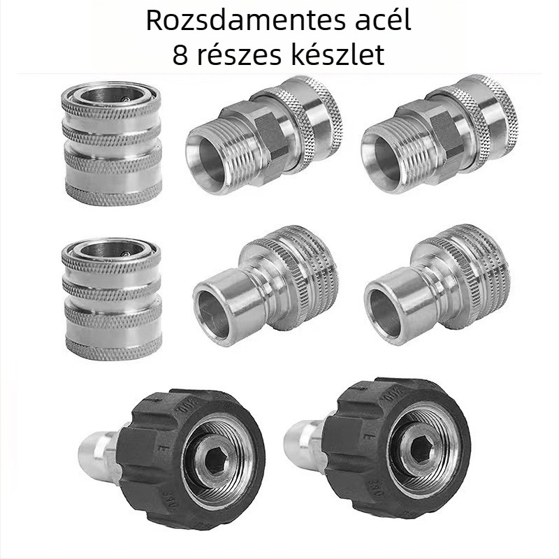 Réz adapter nagynyomású mosóhoz, M22-14, 3/8 gyorscsatlakozás, menetes vízpisztoly interfész