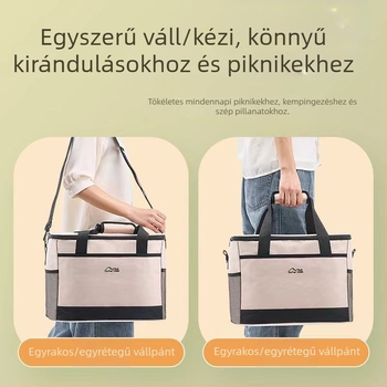 Rundu márkájú hordozható hűtőtáska kültéri használatra jégakkuval, összecsukható, gyors hűtés, Oxford anyag, kapacitás 30