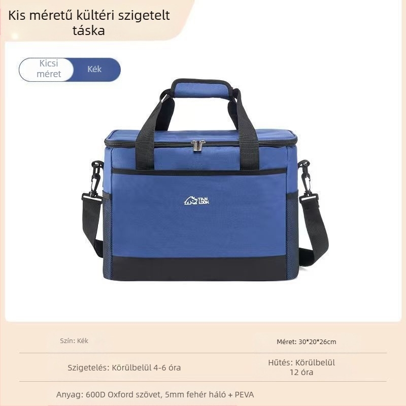 Rundu márkájú hordozható hűtőtáska kültéri használatra jégakkuval, összecsukható, gyors hűtés, Oxford anyag, kapacitás 30
