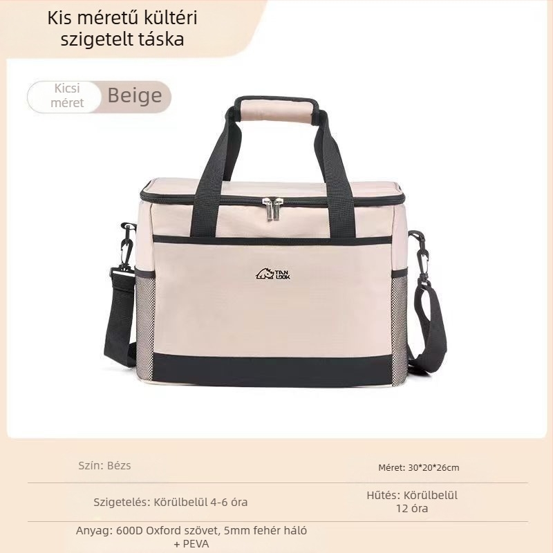 Rundu márkájú hordozható hűtőtáska kültéri használatra jégakkuval, összecsukható, gyors hűtés, Oxford anyag, kapacitás 30