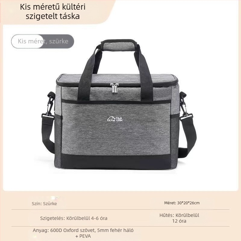 Rundu márkájú hordozható hűtőtáska kültéri használatra jégakkuval, összecsukható, gyors hűtés, Oxford anyag, kapacitás 30