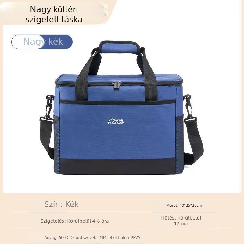 Rundu márkájú hordozható hűtőtáska kültéri használatra jégakkuval, összecsukható, gyors hűtés, Oxford anyag, kapacitás 30