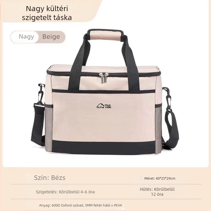 Rundu márkájú hordozható hűtőtáska kültéri használatra jégakkuval, összecsukható, gyors hűtés, Oxford anyag, kapacitás 30