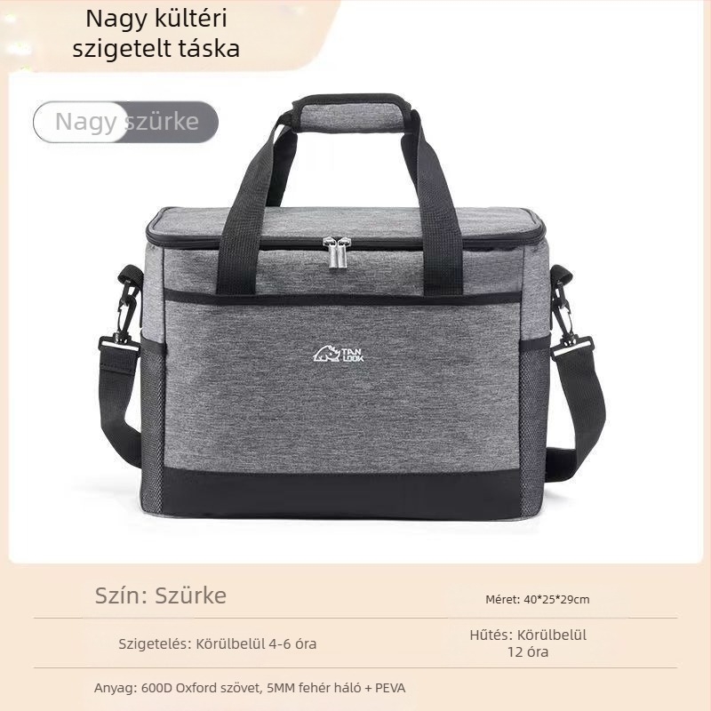 Rundu márkájú hordozható hűtőtáska kültéri használatra jégakkuval, összecsukható, gyors hűtés, Oxford anyag, kapacitás 30