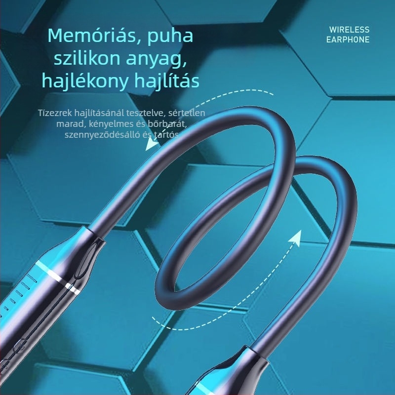 Bluetooth nyakba akasztható fülhallgató – sportmodell, sztereó, Bluetooth 5.0, 10 m hatótáv, üzemidő >8 óra, IPX3