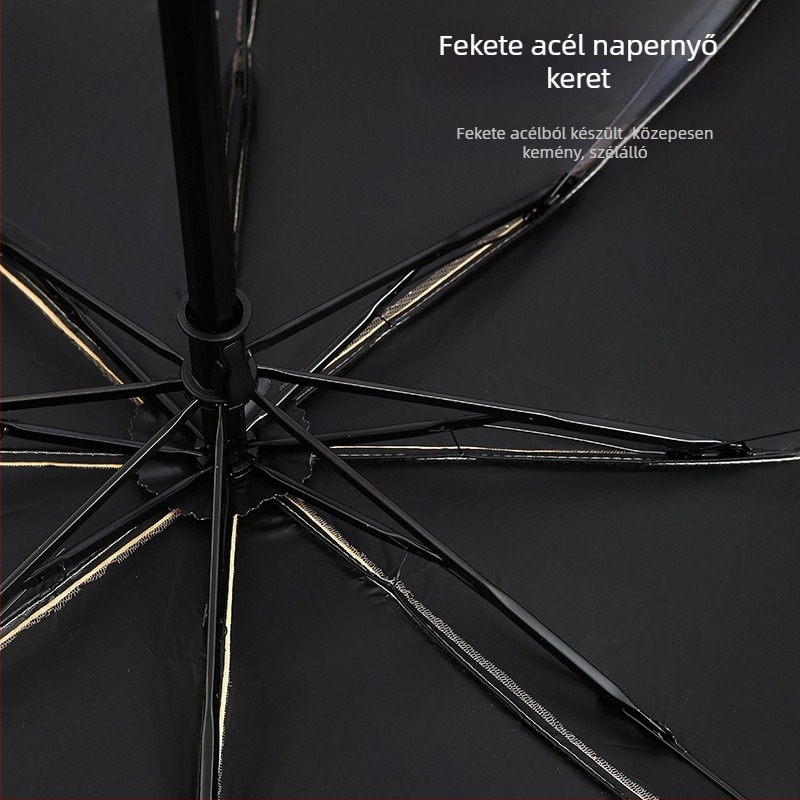 Női esernyő napsütésre és esőre, csipke hímzéssel, vinil bevonattal, UPF>50, 8 bordák, 190T anyag, manuális zárás