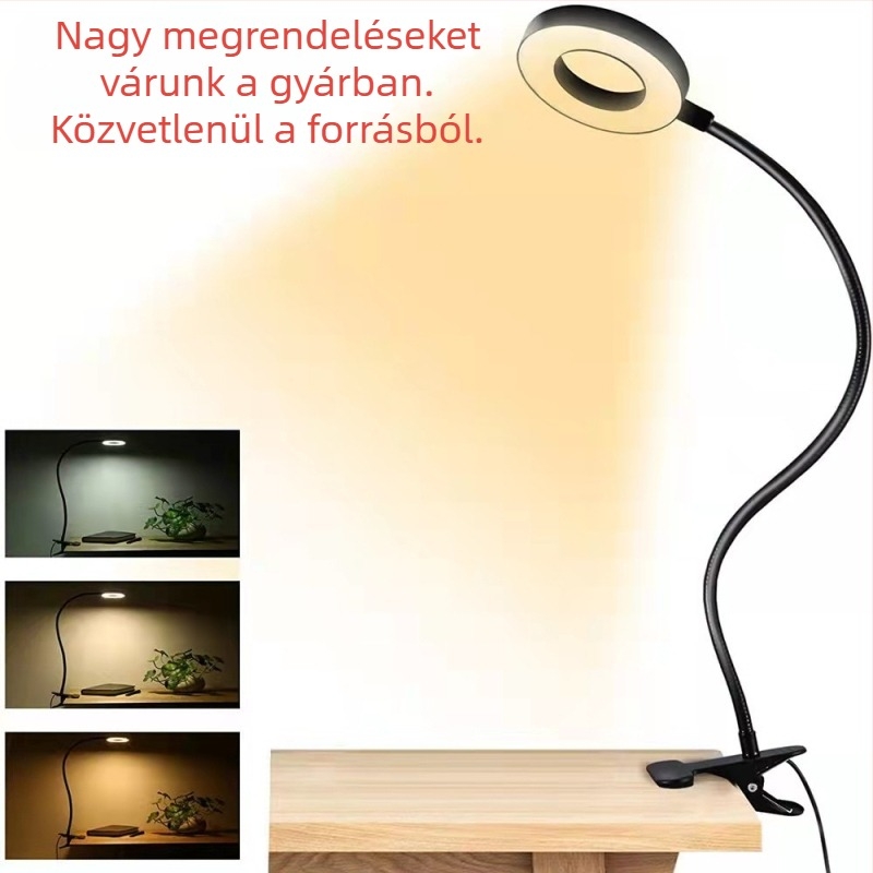 USB-ellátású LED klipszlámpa érintéses vezérléssel, CRI ≥90, fém árnyékoló, CE tanúsítvány