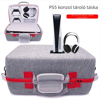 PS5 konzol tároló táska, EVA anyag, 5 kg teherbírás, modellek 1881/1900/1959, varrással készült