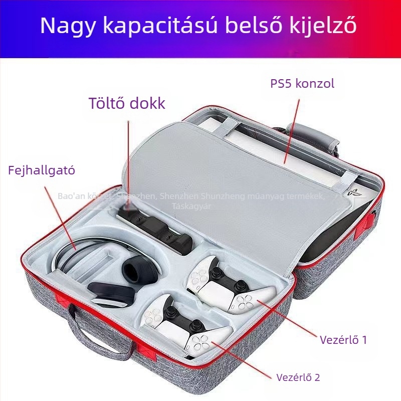PS5 konzol tároló táska - hordozható kiegészítő taska, Modell XJ231, Anyag: szövet, Teherbírás: 5, 3C elektronikai termék csomagolás