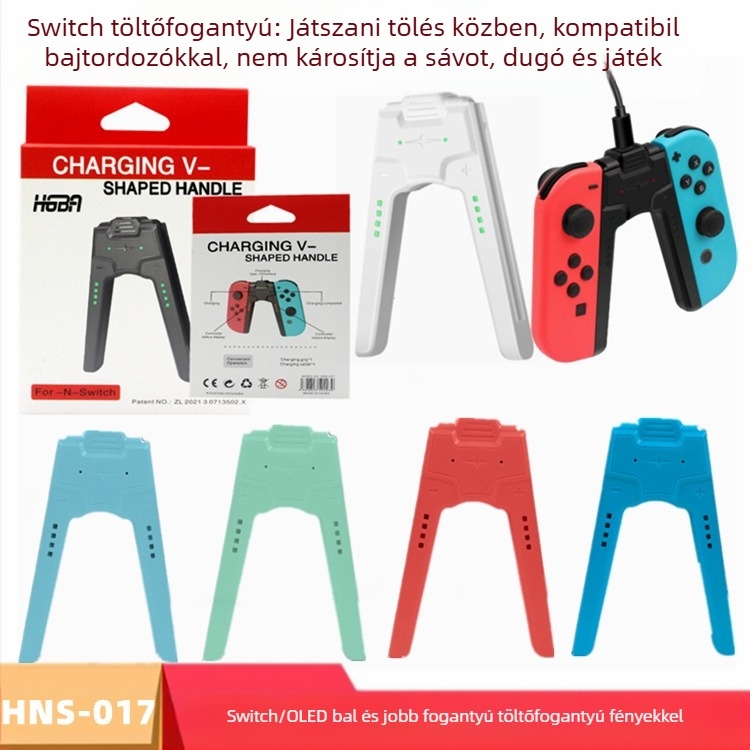 Joy-Con töltőfogó Nintendo Switch és Switch OLED‑hez – híd alakú, Plug-and-Play, ABS burkolat, modell HNS-017