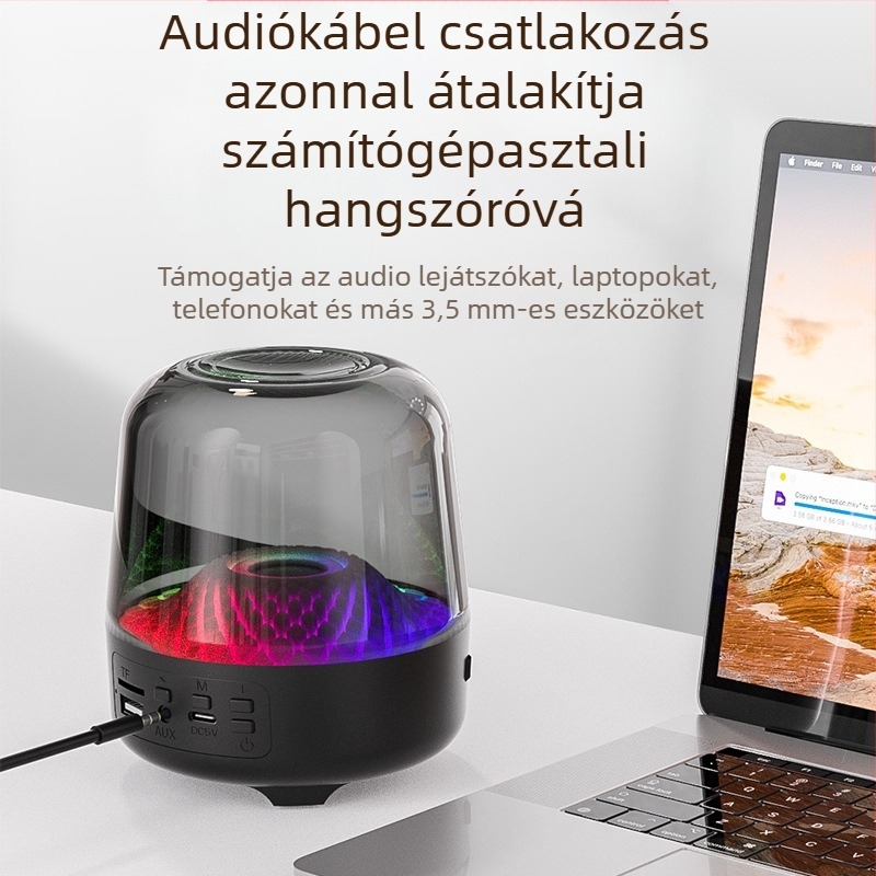 Harman Kardon 4. generációs otthoni átlátszó hangfal, 60 Hz–15 kHz frekvenciatartomány, SNR ≥85 dB, 5 W teljesítmény, beépített akkumulátor, Bluetooth 5.3