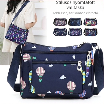 Női nylon válltáska, városi egyszerű stílus, dumpling típusú táska, poliészter bélés, zipzáras zárás, puha kialakítás, belső zseb