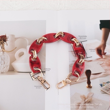 Akril lánc táskához – váll/crossbody kiegészítő, műanyag/gyanta, festett felület, kis és friss stílus, őszi 2024