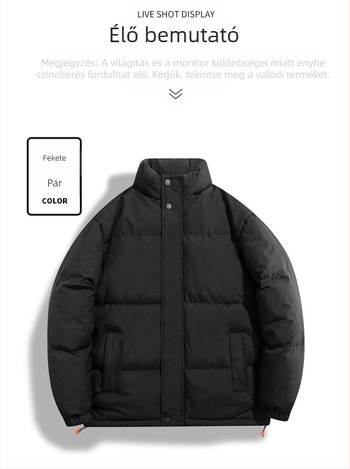 Pamut kabát - kapucni nélküli álló gallér; Anyag: 100% poliészter; Töltő: poliészter-pamut; Belső: poliészter