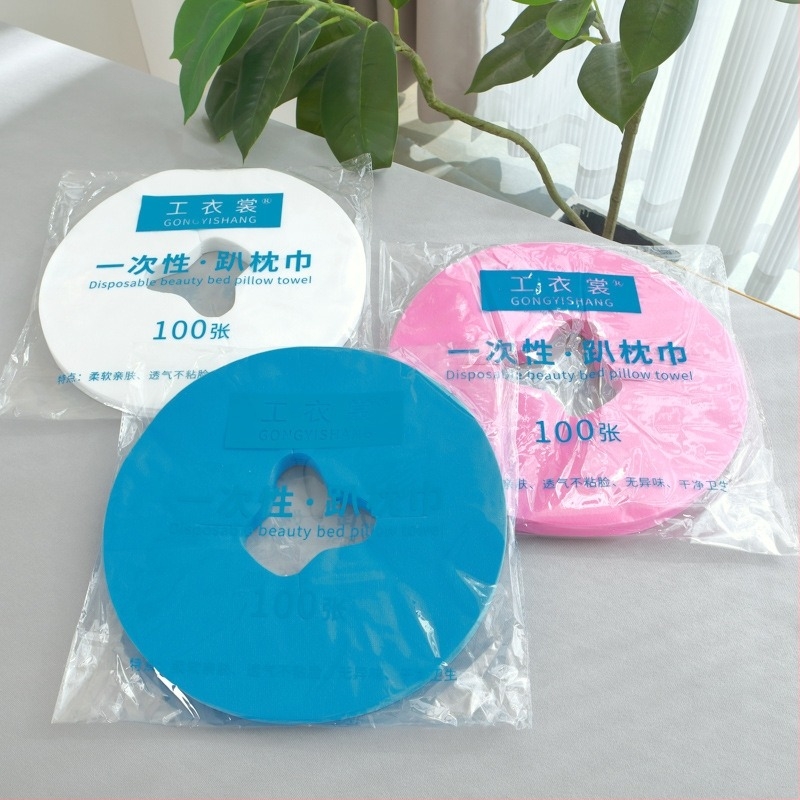 Egyszer használatos kerek arc törölköző nemszövött anyagból kozmetikai szalonhoz, vastagított, vízálló és olajálló masszázságy takaró