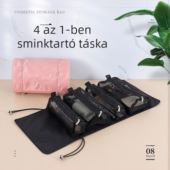 Sminkes táska, 4 az 1-ben, leválasztható, összecsukható utazáshoz, kocka alakú, Oxford anyag