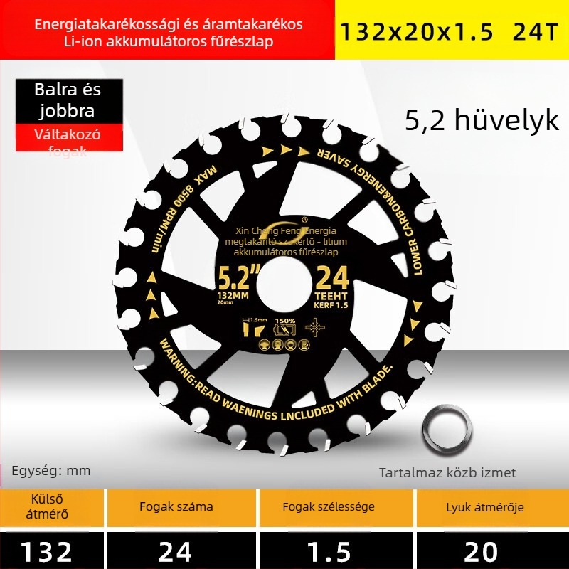 Fűrészlap faipari körfűrészhez – ötvözet, kompatibil elektromos körfűrészhez, hordozható