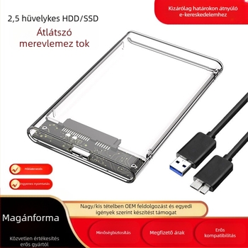 SATA külső merevlemez tok USB 2.0/3.0/3.1 a SATA-hoz, PC anyag, 2–4 TB kapacitás, akár 480 MB/s