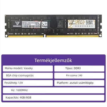 Vaseky DDR3 8GB asztali memória 1600MHz 288-pin Dual Channel
