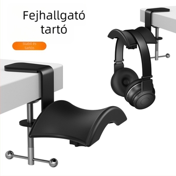 Fejhallgató asztali állvány kijelzőtartóval és univerzális tárolóval