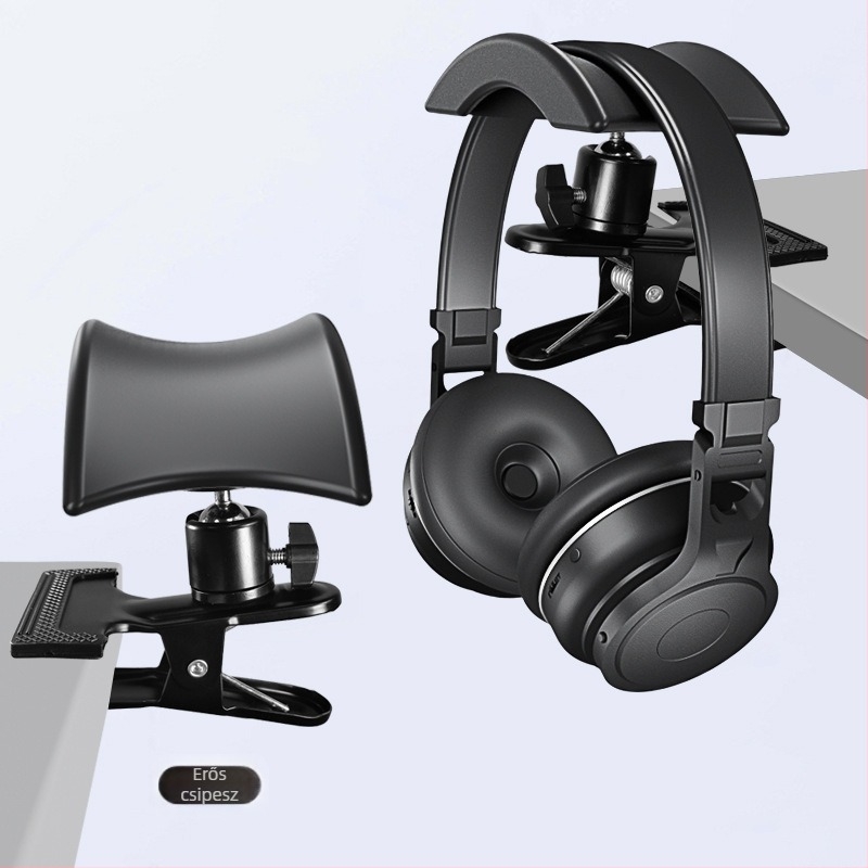 Fejhallgató asztali állvány kijelzőtartóval és univerzális tárolóval