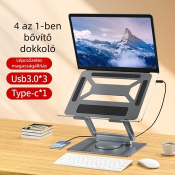 Laptop állvány hubbal, 100W PD töltés, forgó kialakítás, gigabites Ethernet-port, modellek: E13SU, E17SU, E17SU PRO