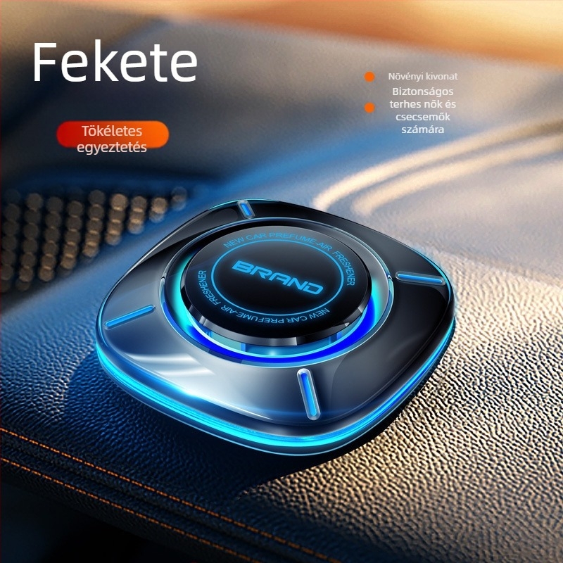 Autó illatosító ambient fényekkel; Gardenia illat; 10–20 ml tartalom; PC anyag; üléshez való elhelyezés; illat tartósság >90 nap